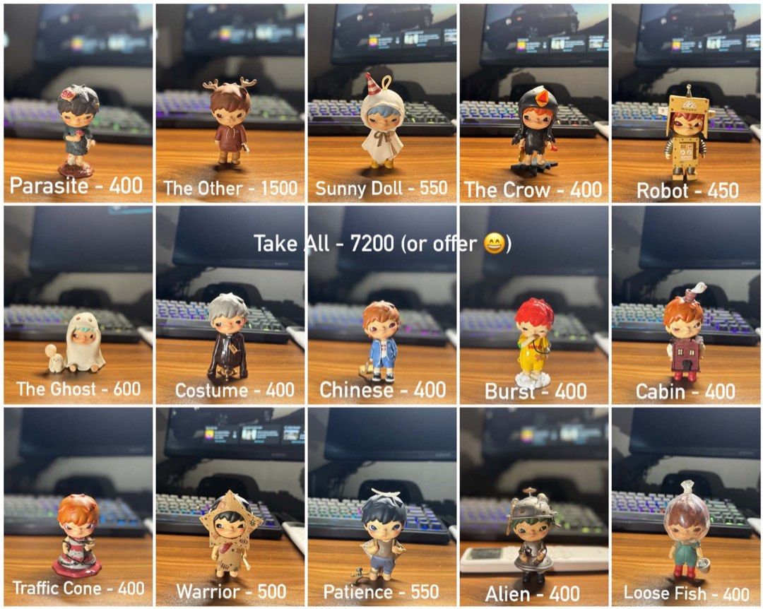 Hirono Collectibles (Category: Designer & Blind Box Toys) located in Malabon City. Submitted by heyynahhh (Listing ID 1461292445, Image 1). Description: - Starting at ₱400 but PRIO TAKE ALL - Prices for each series are included.