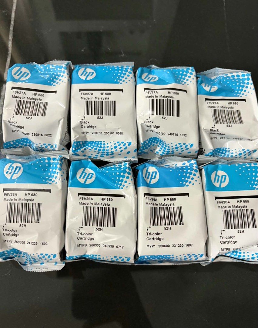 HP 680 CARTRIDGE (NO BOX) (TAKE ALL!!) (Category: Printers, Scanners & Copiers) located in Taguig. Submitted by a.e_closet (Listing ID 1461194663, Image 1). Description: HP 680 Cartridge (no box) 4pcs black 4pcs colored take all 8 pcs for only ₱3,000 RFS: nasira printer dami pa stock na ink..