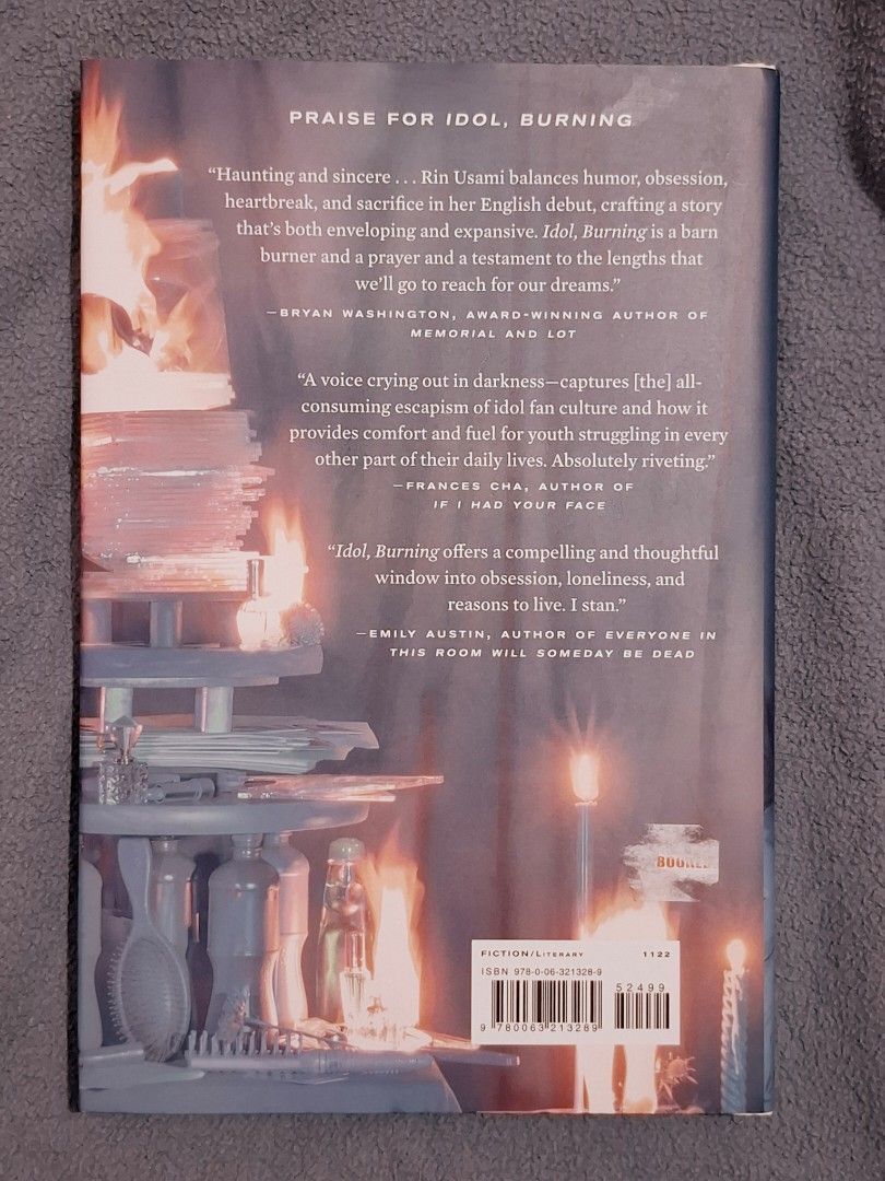[Sale] Idol, Burning by Rin Usami (Category: Storybooks) located in Cavite. Submitted by pickupthesoup (Listing ID 1461272624, Image 2). Description: Flaws include: light creases, tears/wears on the corners of the dust jacket. Please don't claim if sensitive to the flaws above. Reason for selling: decluttering. Mode of Delivery: LBC Express Mode of Payment: UnionBank, GCash.