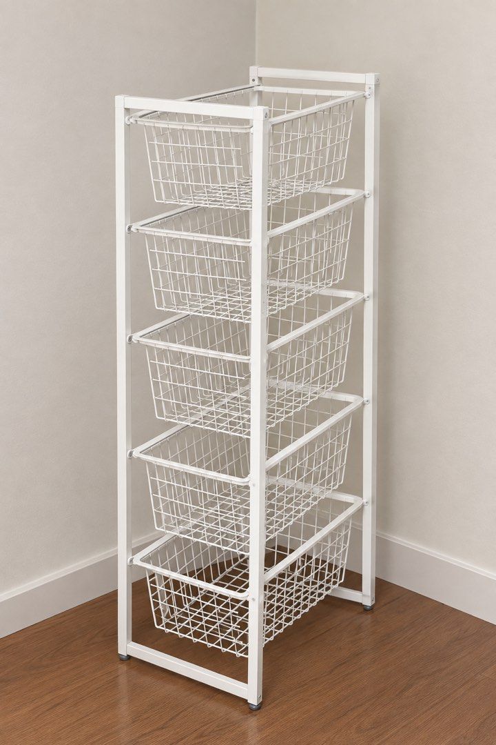 IKEA JONAXEL Storage Combination White 25x51x70 cm (Category: Shelves, Cabinets & Racks) located in Las Pinas. Submitted by alexitasanti (Listing ID 1461283798, Image 1). Description: NO TO LOWBALLERS only slightly negotionable - Original IKEA Raskog like new, barely used (just inside wardrobe) - bought last Feb 2025 - White storage unit with 5 wire baskets - Ideal for organizing clothes, toys, and more - Space-saving design, fits perfectly in co