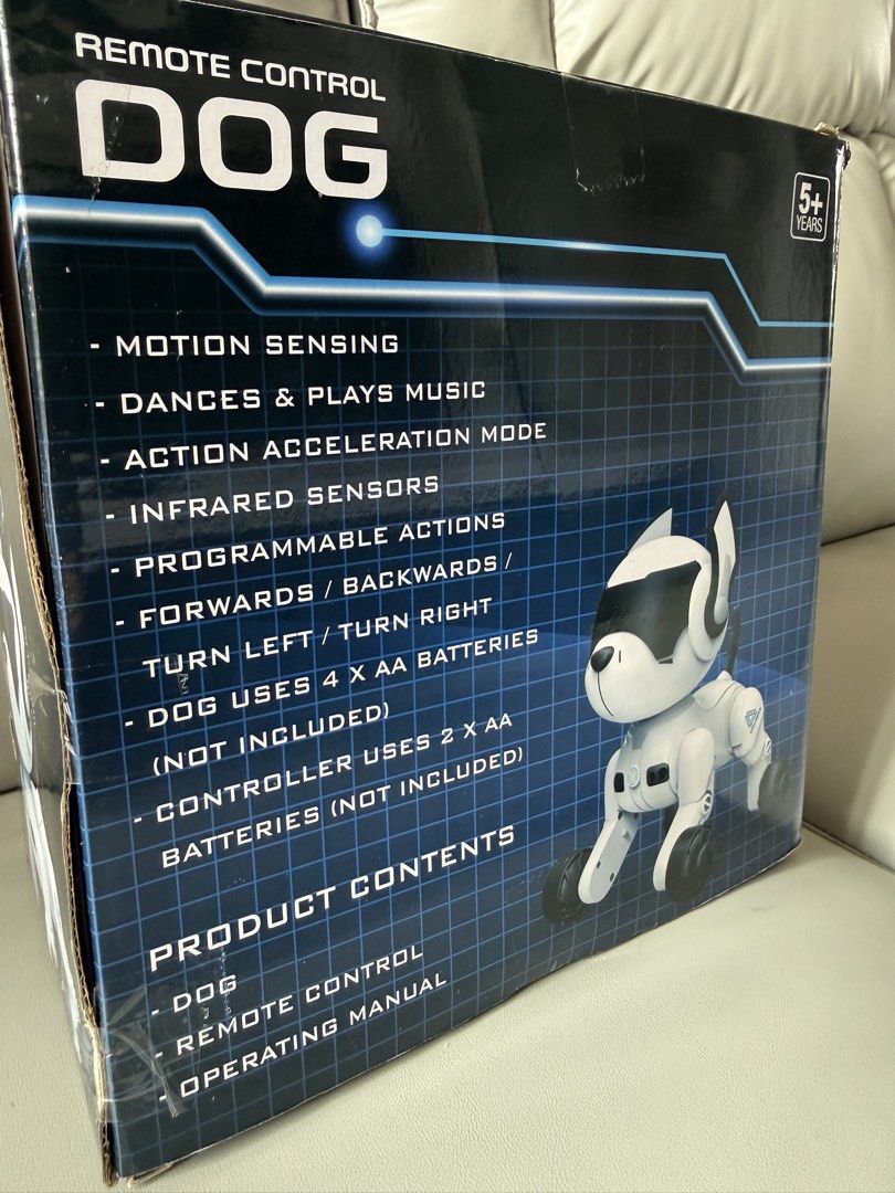 Intelligent Remote Control Robot Dog Toy (Category: Interactive Toys) located in Quezon City. Submitted by master_yaj (Listing ID 1461190496, Image 3). Description: - Interactive remote control dog toy for endless fun! - Dances and plays music to entertain your little ones. - Equipped with infrared sensors for smart movement. - Programmable actions for customized play. - Moves forward, backward, and performs left/right turns. - Dog requires 4 AA 