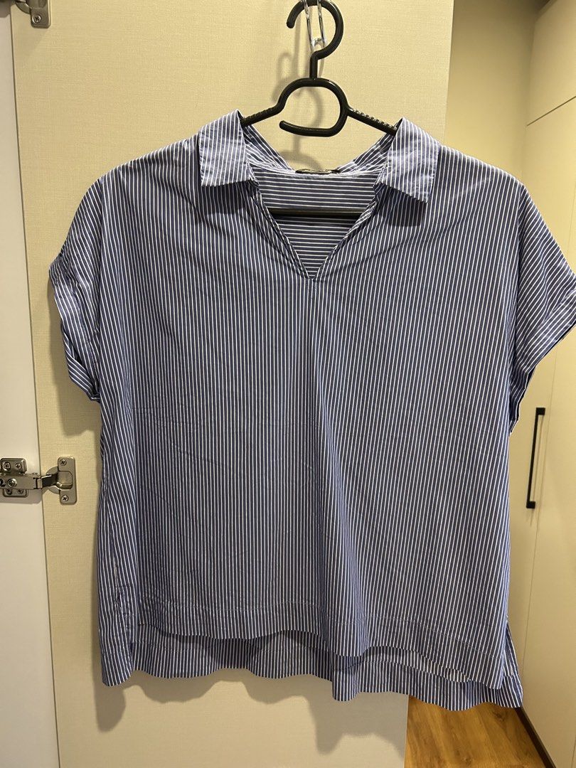 IORA collared shirt size Large (Category: Blouses) located in Quezon City. Submitted by melrose_place (Listing ID 1461233194, Image 1). Description: IORA brand blue striped shirt. Size Large. From Singapore. Barely used..