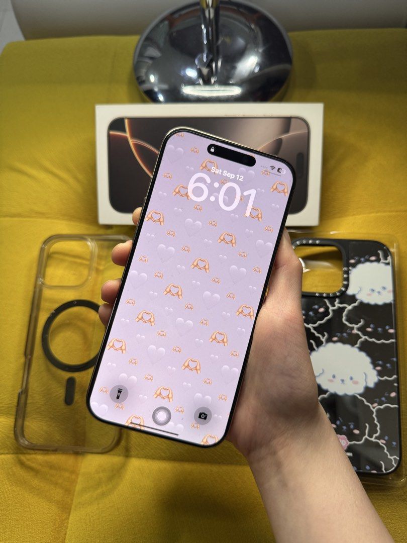 Iphone 16 Pro Max 512 GB Desert Titanium (Category: iPhone 16 Series) located in Manila. Submitted by rnc.shop (Listing ID 1461255990, Image 2). Description: 📱 iPhone 16 Pro Max 512GB (Desert Titanium) * Specs: 512GB Storage | Desert Titanium * Battery Health: 90% BH (Good health, peak performance) * Condition: flawless, lady owned, no issues, all features perfectly working, with installed screen & lens protector * Inclusions: Original matching 