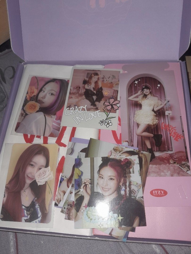 ITZY ALBUM BUNDLE (Category: CDs & DVDs) located in Manila. Submitted by xzzktrn (Listing ID 1461277569, Image 3). Description: CRAZY IN LOVE - Complete Inclusions (unsealed) - Package box + box tray - Photobook - CD - Lyrics paper - 2 photocards - 1 polaroid - POB (special card set) - Sticker Pack - Standee - Mini Poster 💿 ITZY GUESS WHO - 2 Albums (unsealed) - 2 Photobook - 1 Poster - 2 lyrics paper - Postcard set (POB) - Hidden card - 2 Photo
