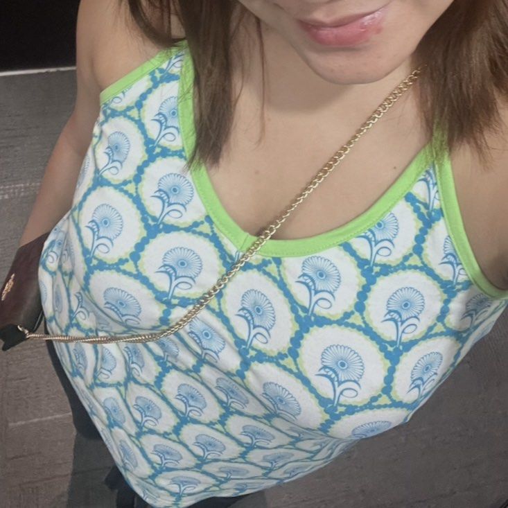 Jellymallow Blue Floral Tank Top (Category: Sleeveless) located in Makati City. Submitted by midnightmelhem (Listing ID 1461146037, Image 2). Description: - Cute blue floral print tank top - Green trim and tie straps at the back - Brand: Jellymallow Kids - Perfect for casual wear or layering - Soft and comfortable fabric.