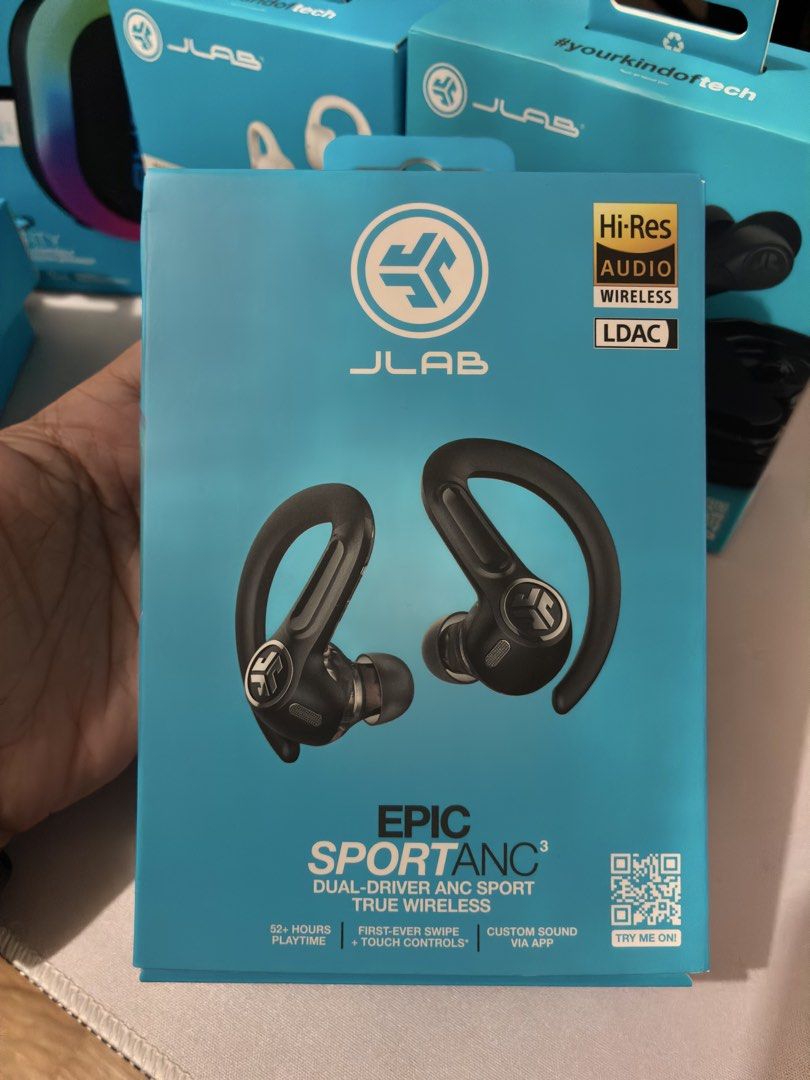 JLab Epic Sport ANC 3 True Wireless Earbuds (Category: Earphones) located in Caloocan City. Submitted by tonie.1 (Listing ID 1461128583, Image 1). Description: - JLab Epic Sport ANC True Wireless Earbuds - Dual-driver design for superior sound - Active Noise Cancellation (ANC) to block distractions - Extended playtime: Over 52 hours total - Innovative swipe and touch controls - Customizable sound via dedicated app - Supports -Res Audio and LDAC f