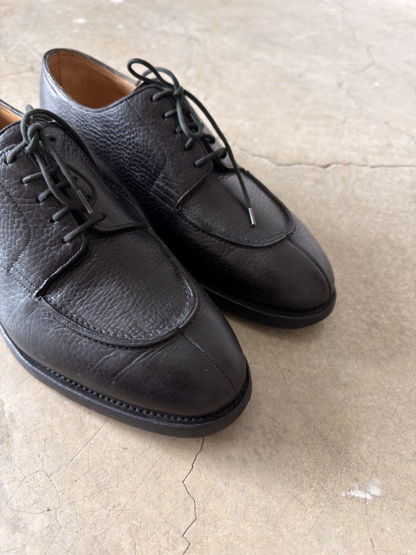 John Lobb Black Leather Cap Toe derby Shoes (Category: Dress Shoes) located in Alfonso. Submitted by jbcamet (Listing ID 1461284689, Image 2). Description: - Brand: John Lobb - Color: Black - Material: Genuine Leather - Style: derby Shoes - Features: Textured leather upper, smooth cap toe, lace-up closure - Interior/Sole: Leather - Origin: Made in England - Factory-original Dainite rubber studded outsoles” (Provides superior durability, grip, and