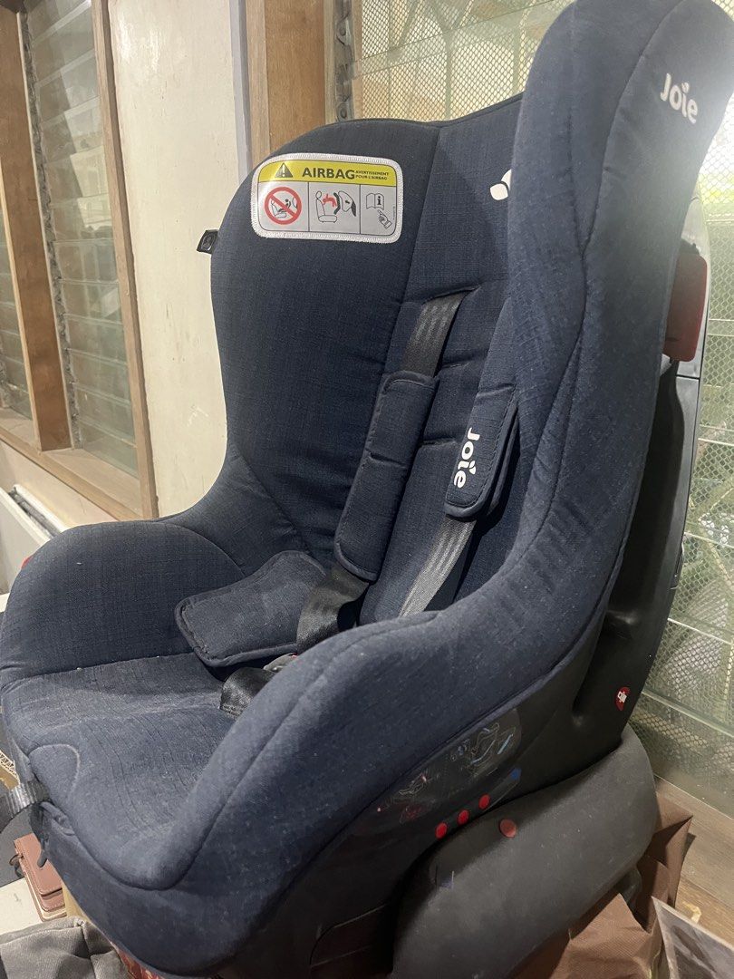 Joie Car Seat (Category: Car Seats) located in Taytay. Submitted by zealforest.b5492c (Listing ID 1461200204, Image 2). Description: - Joie Car Seat - Color: Dark Navy Blue - Safety: 5-point harness system - Includes: Airbag warning sticker - Condition: Ready for a new home. Please check photos for details. Taytay Rizal.