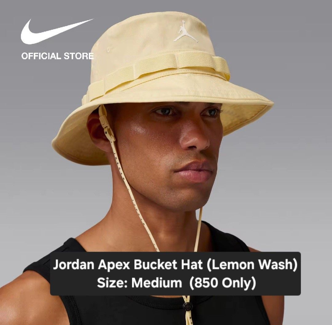 Jordan Apex Bucket Hat (Lemon Wash) Size Medium (Category: Caps & Hats) located in Marikina City. Submitted by roshisneakerhouse (Listing ID 1461254690, Image 1). Description: - Jordan Apex bucket hat - Color: Lemon Wash - Size: Medium - Features an adjustable chin strap - Iconic Jordan Jumpman logo - Ideal for sunny weather protection and style Brandnew with Tag/101% Original No Meet-Up/For Pick Up Only No-COP Courier:Lalamove/Grab Express/J&T P