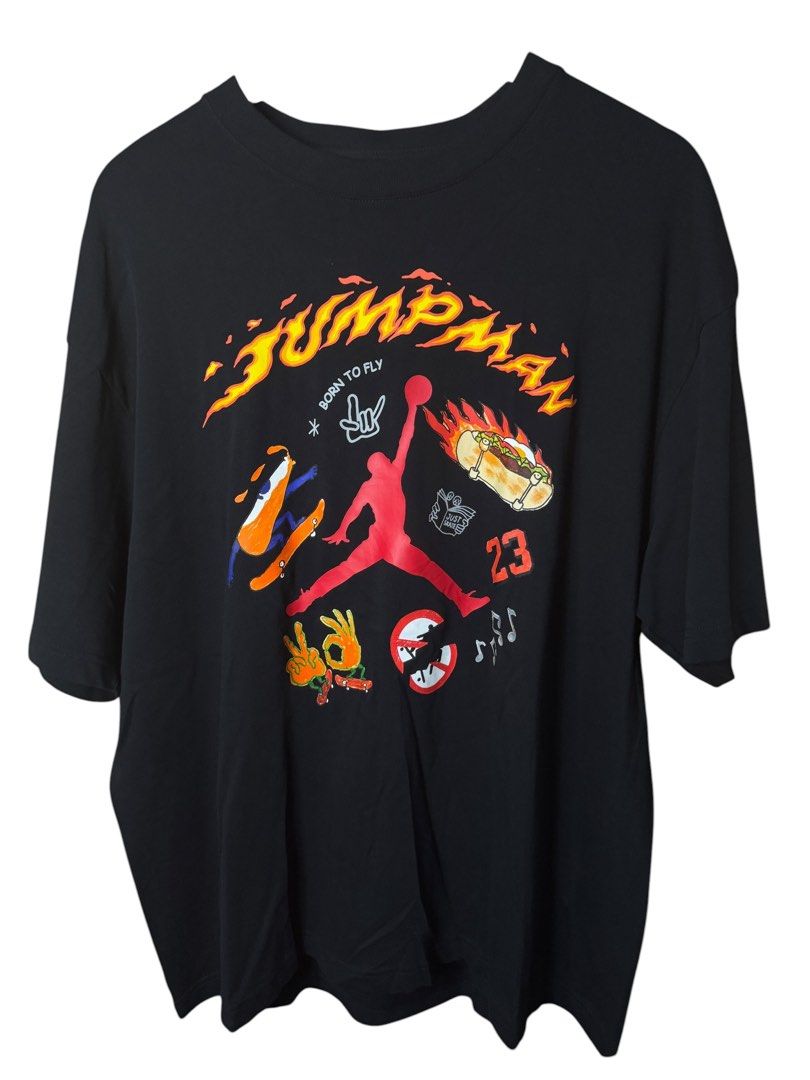 Jordan shirt (Category: Formal Shirts) located in Manila. Submitted by forbidden.thrift (Listing ID 1461138243, Image 1). Description: jordan shirt like brand new condition excellent 10/10 condi dimes 23.5x29 large on tag big print .