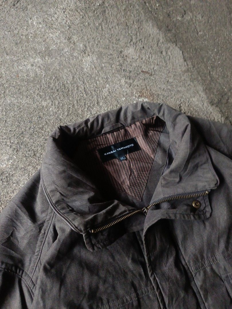 Kansai Yamamoto Men's Jacket Size XL (Category: Coats, Jackets and Outerwear) located in Cabuyao City. Submitted by sift.clo (Listing ID 1461294256, Image 2). Description: - Kansai Yamamoto jacket - Dark grey color - Size XL - Multiple front pockets - Striped inner lining - Zipper closure - Ideal for layering - 29 -30 Length x 25 Width 1200 Shipped.