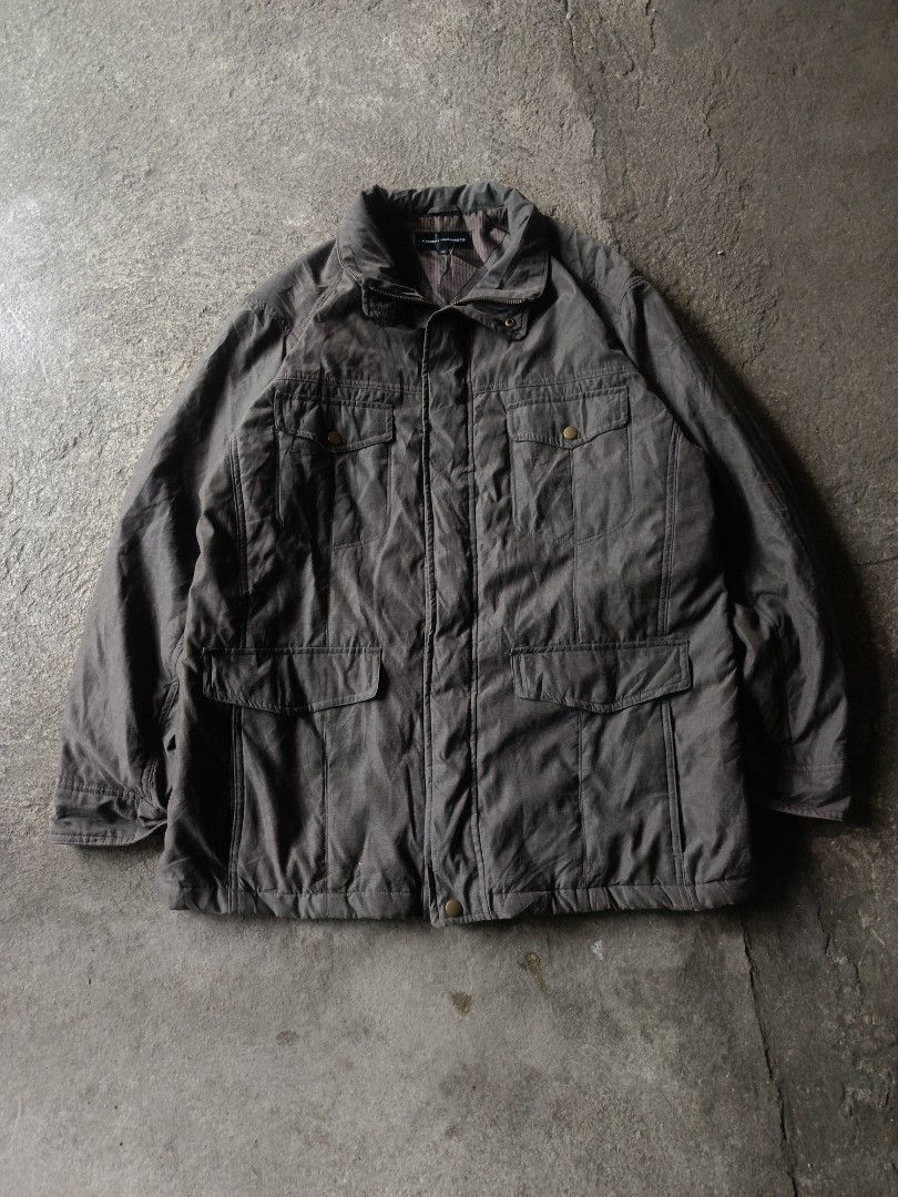Kansai Yamamoto Men's Jacket Size XL (Category: Coats, Jackets and Outerwear) located in Cabuyao City. Submitted by sift.clo (Listing ID 1461294256, Image 1). Description: - Kansai Yamamoto jacket - Dark grey color - Size XL - Multiple front pockets - Striped inner lining - Zipper closure - Ideal for layering - 29 -30 Length x 25 Width 1200 Shipped.