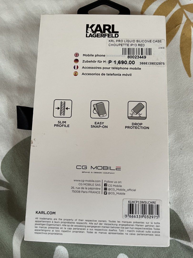 Karl Lagerfield Iphone 13 Case (Category: Cases & Sleeves) located in Makati City. Submitted by enelrach94 (Listing ID 1461128708, Image 2). Description: .