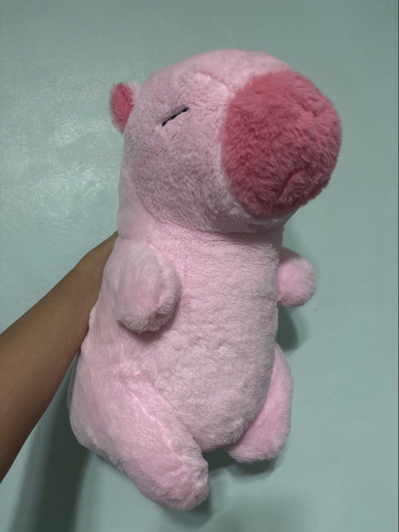 KidShop Pink Capybara Plush Toy (Category: Plushies & Soft Toys) located in Las Pinas. Submitted by leleqt_ (Listing ID 1461219043, Image 3). Description: - 43 cm tall. - Adorable pink capybara plushie from KidShop. Bought in ToyKingdom. - Brand new with tags still attached. - Super soft and squishy, perfect for hugging. - Recommended for ages 3 and up. - Perfect for gifting. .