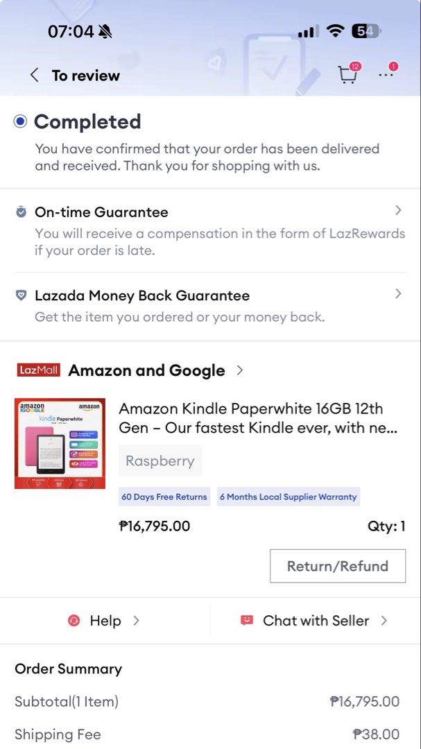 Kindle Paperwhite Gen 12 Raspberry (Category: E-Readers) located in Quezon City. Submitted by oggoodsph (Listing ID 1460317062, Image 3). Description: ON HAND KINDLE PAPERWHITE GEN 12 16gb Raspberry 1yr warranty until July 15, 2027 Condition: Almost New Less than a month owned nastuck lang hindi ginamit Inclusions: Unused charger Freebie Magnetic leather clear case PRICE: 10,500 (Firm, No lowballers thank you!) MOD: LALAMOVE/LBC NATIONWIDE Locati