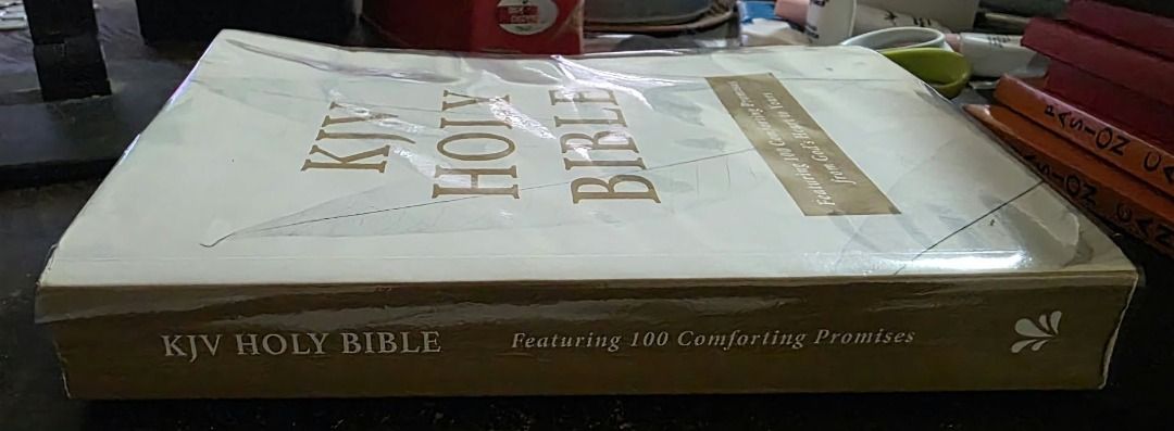 KJV HOLY BIBLE by DaySpring (Category: Religion Books) located in Quezon City. Submitted by marklamsen (Listing ID 1461208510, Image 2). Description: For Sale - KJV HOLY BIBLE by Dayspring Featuring 100 Comforting Promises from God's Heart to Yours Published by DaySpring Copyright 2021 and printed in China In regular-sized white-and-brown paperback cover Well-used but pages are still in very good condition Ideal for use by ministerial/theological