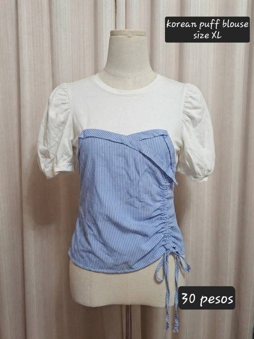 Korean puff design blouse (Category: Blouses) located in Makati City. Submitted by kathnkeyonlineshop (Listing ID 1461290125, Image 1). Description: Actual Pictures, Payment and Condition is stated in the photo Magabasa po ng maigi! Items can be Brandnew, unused or slighly used! Lahat ng description nasa photo na. Sa mga preloved ukay manage your expectations okay. Meetup or delivery are available DM TO MINE.