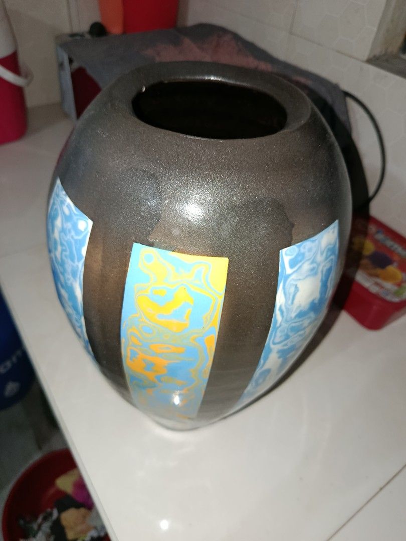 Stoneware Large Art Deco ceramic vase 35cm H (Category: Vases & Decorative Bowls) located in Quezon City. Submitted by kristal68 (Listing ID 1461249458, Image 3). Description: Stoneware Large Art Deco ceramic vase with a tiny chip at the bottom 35cm H 25 cm diameter 20 cm hole.