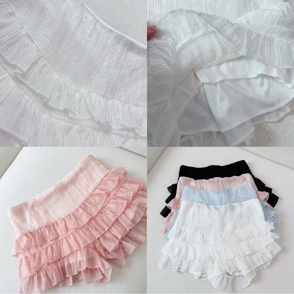 Layered short with ruffles / ruffles short (Category: Skirts) located in Caloocan City. Submitted by tomieeeeee (Listing ID 1461158380, Image 2). Description: - size M to L - brand new. never been used - white color.