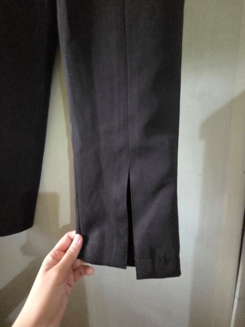 Lealea Studio Black Split Hem Trousers (Category: Other Bottoms) located in Pasig City. Submitted by mitchh.bc (Listing ID 1461214658, Image 3). Description: - Brand: Lealea Studio - sixe xl 30-31 - Color: Black - Fit: Straight leg - Details: Split hem, High waisted - Style: Versatile for work or casual wear, easy to dress up or down.