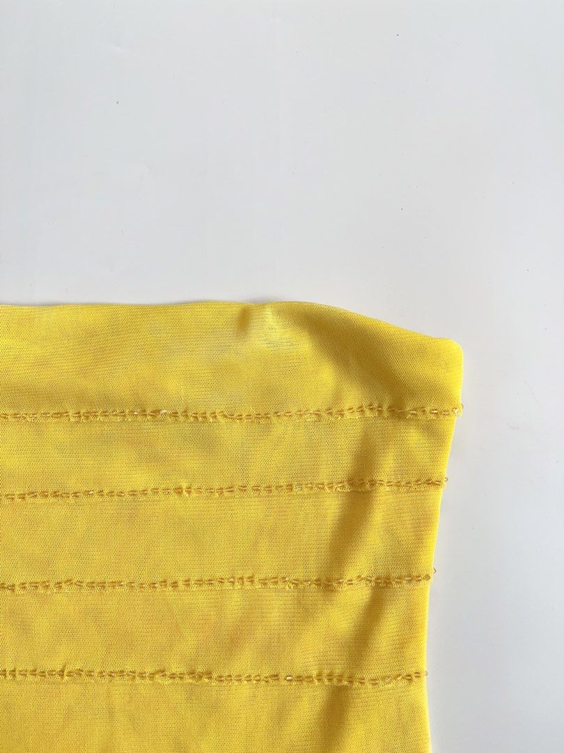 Lemon Yellow Fitted Beaded Bandeau Top (Category: Others Tops) located in Lianga. Submitted by preyala (Listing ID 1461256657, Image 2). Description: Lemon Yellow Fitted Beaded Bandeau Top Bust: 28-31 Length: 15 -Slight discoloration Mine 250 Grab 280 Grabbing ends at 10:00 PM (today).