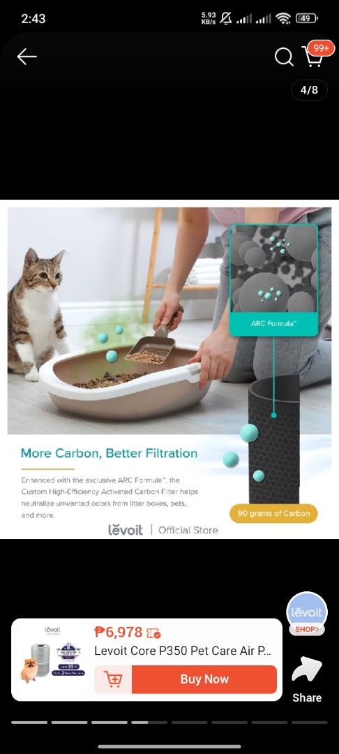 Levoit Care P350 Pet Care Air Purifier (Category: Air Purifiers & Dehumidifiers) located in Caloocan City. Submitted by am16. (Listing ID 1461179965, Image 3). Description: Only used for about a month and in perfect condition - Perfect for pet owners: Captures airborne hair, fur, dander, and dust. - Eliminates odors: Special filter keeps your home smelling fresh. - Quiet operation: Won't disturb your sleep. - Pet lock feature: Designed with your 