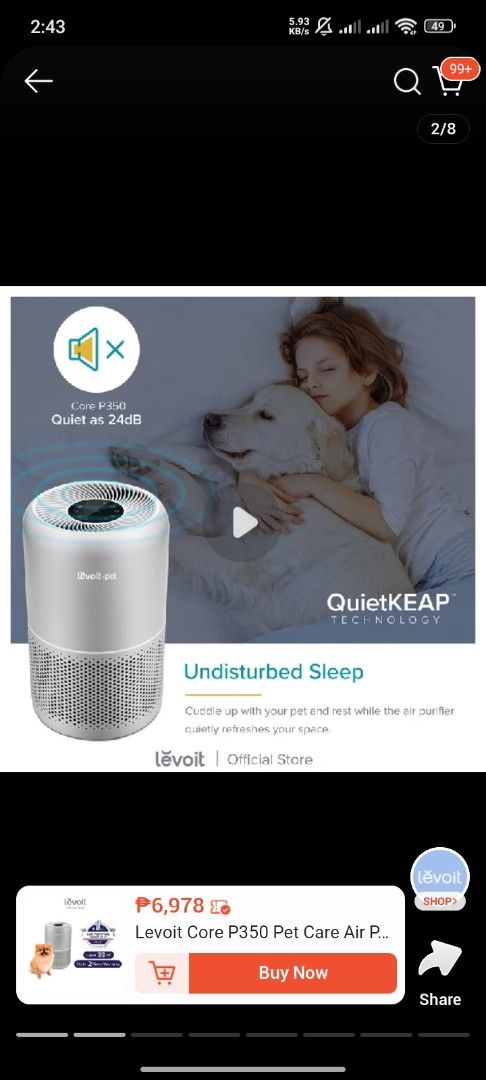 Levoit Care P350 Pet Care Air Purifier (Category: Air Purifiers & Dehumidifiers) located in Caloocan City. Submitted by am16. (Listing ID 1461179965, Image 1). Description: Only used for about a month and in perfect condition - Perfect for pet owners: Captures airborne hair, fur, dander, and dust. - Eliminates odors: Special filter keeps your home smelling fresh. - Quiet operation: Won't disturb your sleep. - Pet lock feature: Designed with your 