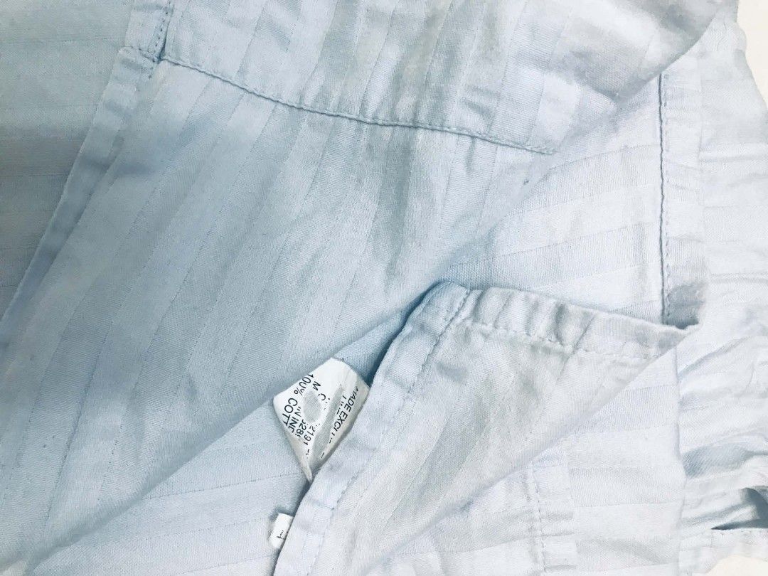 Light Blue Striped 100% Cotton Queen Flat Sheet/Blanket (Category: Bedding & Towels) located in Imus. Submitted by stop_shop7 (Listing ID 1461183548, Image 2). Description: - Light blue queen bed sheet - Made from 100% soft & breathable cotton - Features a subtle stripe pattern - Ideal for everyday use - Easy to wash and maintain - Fits standard queen size mattresses.