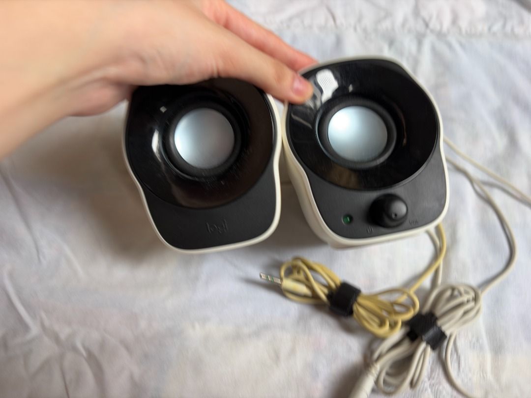 Logitech wired dual speaker 3.5mm jack (Category: Soundbars, Speakers & Amplifiers) located in Taytay. Submitted by ashleeri (Listing ID 1461145513, Image 2). Description: -logitech dual speaker wired -bought in 2022 for olc -works well, NO damages -3.5mm jack is slightly yellow -need to be in plugged in USB power to work -NO box included -has cable to connect both speakers -NO microphone, pure speaker -NOT bluetooth lowest price is already the p