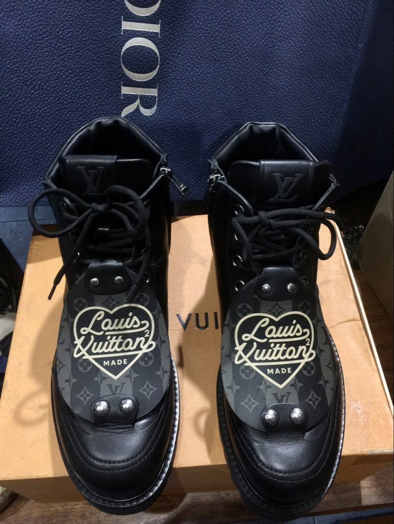 Louis Vuitton Oberkampf Ankle Boot LV² x Nigo (Category: Boots) located in Quezon City. Submitted by _legitAF (Listing ID 1461168743, Image 1). Description: For sale only!! Limited Edition Louis Vuitton LV² x Nigo Oberkampf Ankle Boot LV8 (Fits 9-10US) Retails around 120k 9.2/10 Condition Complete Inclusions Authentic Money back!! Meet up preferably in Sun Residences Condo, QC area.