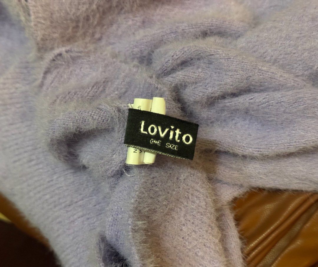Lovito Lavender Fuzzy Knit Tee (Category: Coats, Jackets and Outerwear) located in Manila. Submitted by missalmon (Listing ID 1461256391, Image 3). Description: L: 17.5 inches W: 18 inches Garterized sleeves Slightly Cropped and Stretchy No Issue .