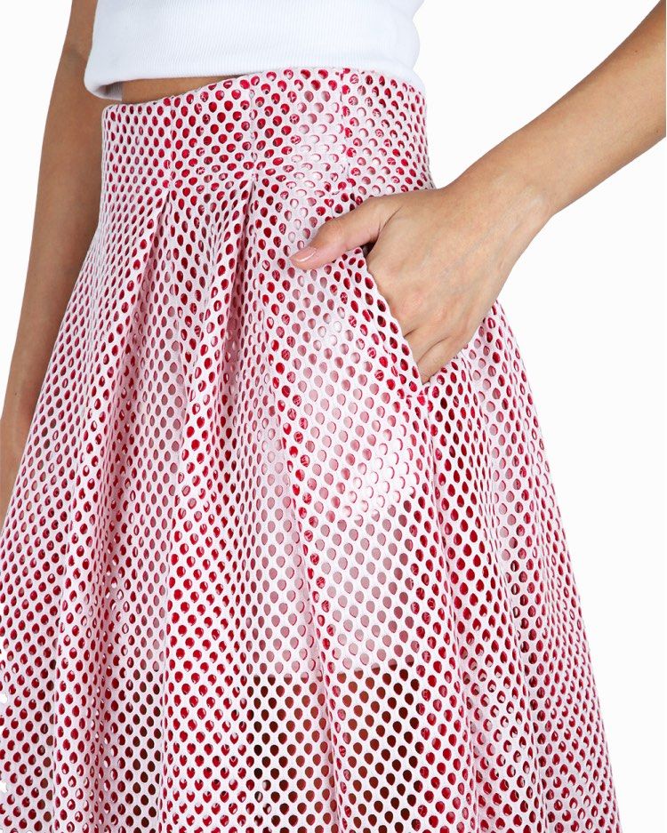 Maje Openwork Pink Knitted Midi Skirt (Category: Skirts) located in Cebu City. Submitted by stylingtrends.coll (Listing ID 1461183784, Image 1). Description: - Pink midi skirt with a stylish knit overlay. - Openwork pattern - Flattering pleated design. Waist: 28-29.
