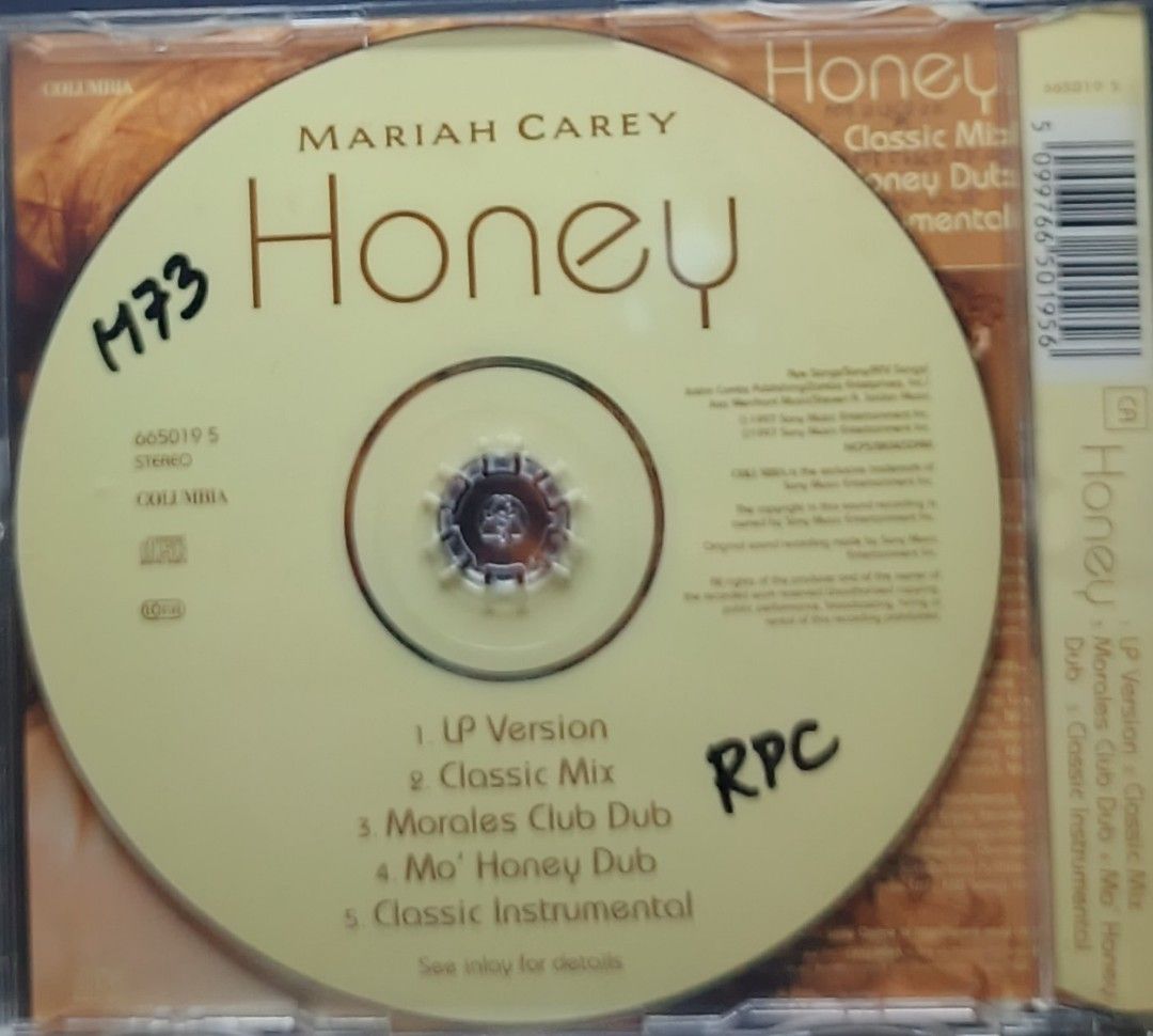 Mariah Carey Honey CD Single Classic Mixes (Category: CDs & DVDs) located in Manila. Submitted by ruelcabrer77078 (Listing ID 1461149415, Image 2). Description: - Mariah Carey 'Honey' CD Single - Includes: LP Version, Classic Mix, Morales Club Dub, Mo' Honey Dub, Classic Instrumental - Perfect for fans and collectors.