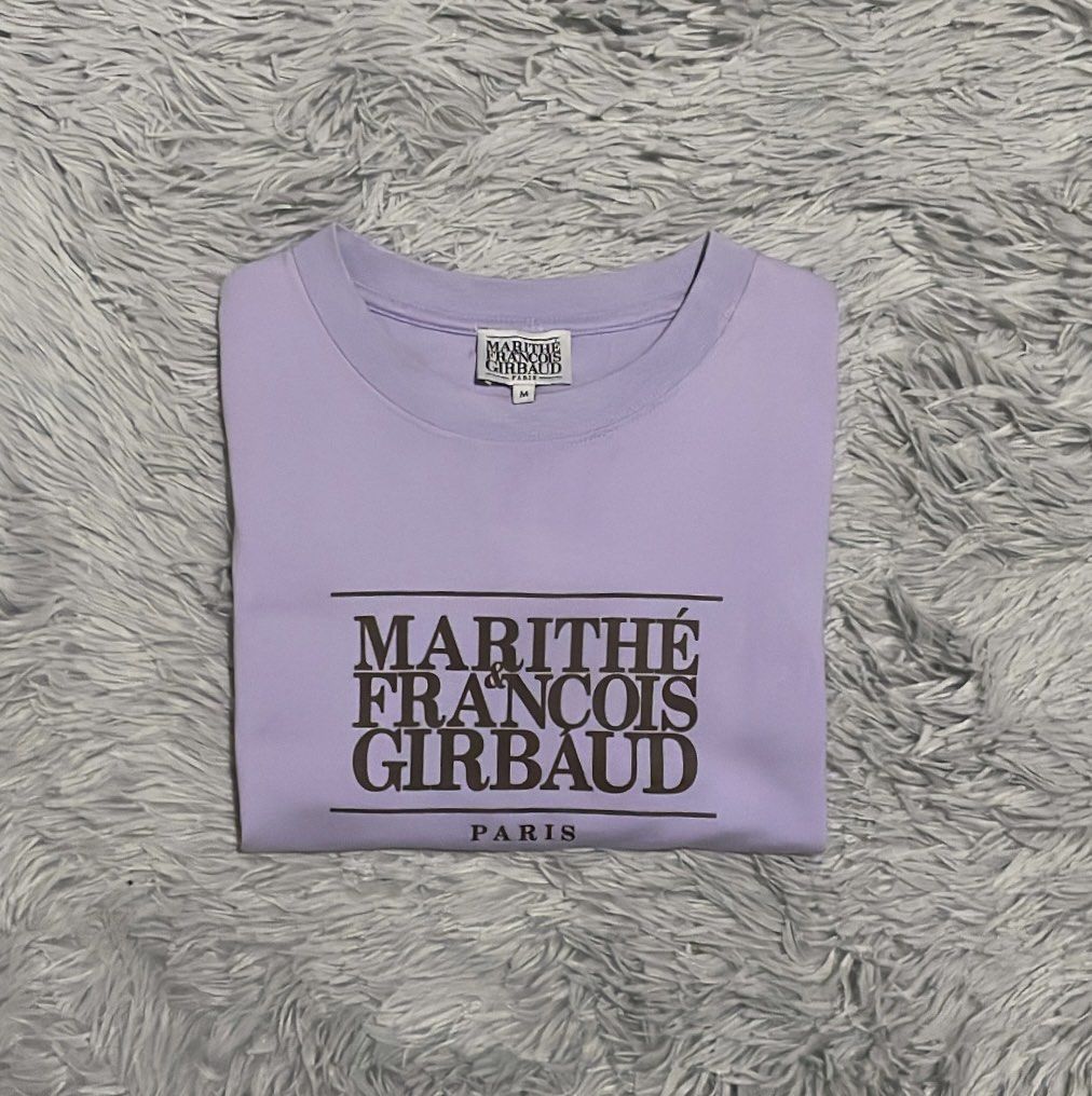 Marithe Francois Girbaud Paris T-shirt Size M (Category: Shirts) located in Cebu City. Submitted by johnova18 (Listing ID 1461313406, Image 1). Description: Marithe Francois Girbaud Classic Print Purple Shirt Authentic ✅ Size: Medium Width: 19.5 Length: 26.5 Color rate: 10/10 Pristine condition Good As New 2000 + shipping fee Location: Cebu City .