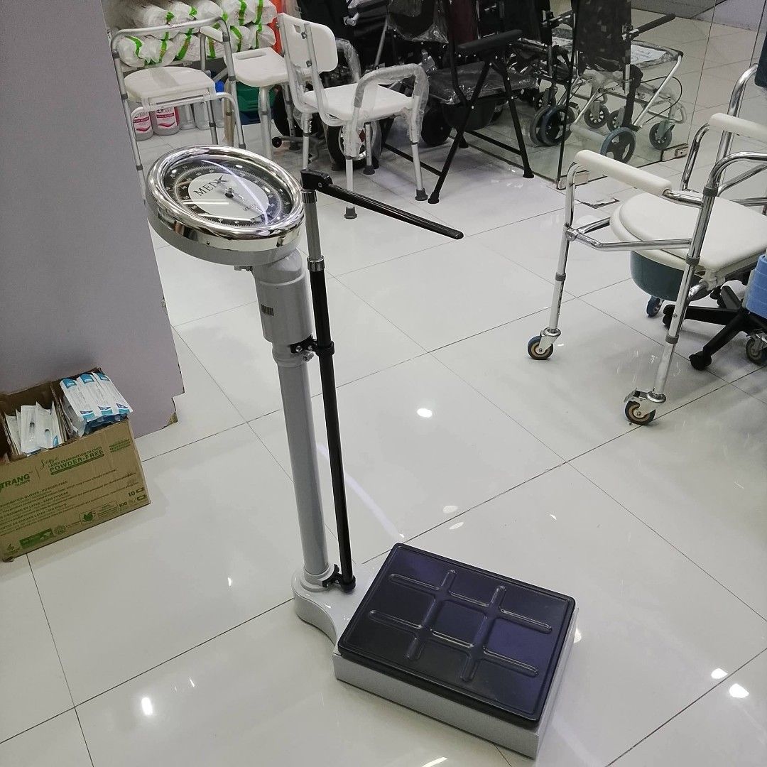 MEDIS Mechanical Height and Weight Scale (Category: Health Monitors & Weighing Scales) located in Manila. Submitted by true_johnmark (Listing ID 1461263906, Image 3). Description: - Mechanical scale for accurate weight and height measurements. - Weight capacity: Up to 160kg. - Height measurement rod: Up to 200cm. - Sturdy and reliable construction. - Features a textured black platform. - Ideal for clinics, gyms, or personal use at home..