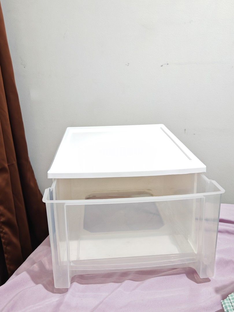 Megabox White Plastic Storage Drawer Organizer (Category: Storage Boxes & Baskets) located in Makati City. Submitted by erine.dipity (Listing ID 1461265580, Image 2). Description: - removed the "megabox" sticker and removed sa plastic packaging since gagamitin sana, pero di kasya sa paglalagyang closet - Stackable clear plastic drawer - Perfect for organizing small items - Keeps your desk or vanity clutter-free - Easy to slide open and close - Ca
