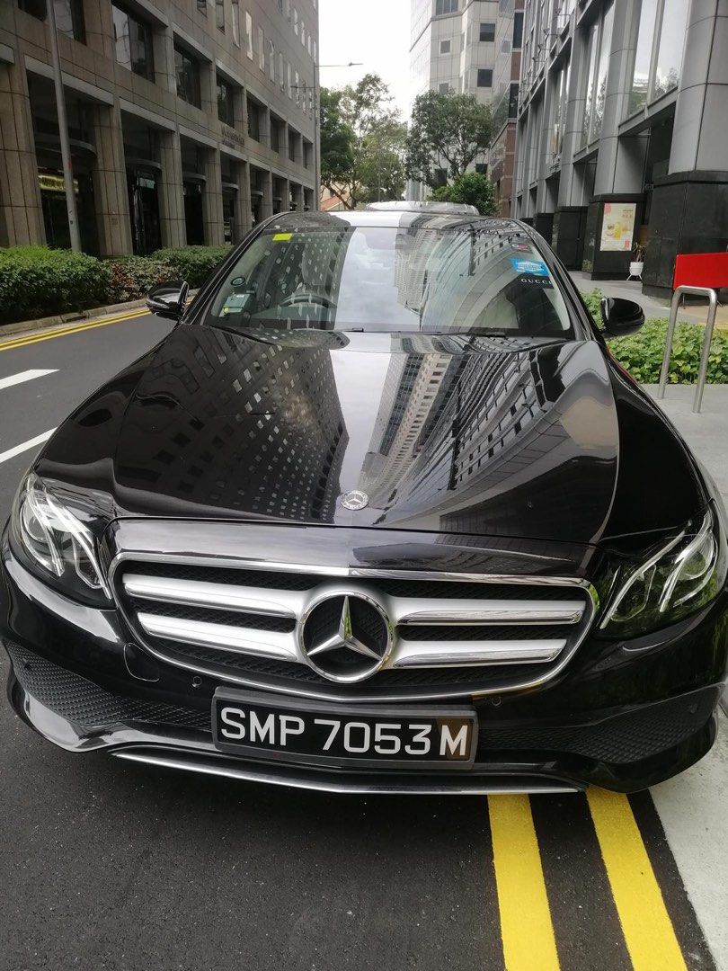 Mercedes-Benz E-Class Saloon Hybrid E350e Auto (Category: Used Cars) located in Singapore. Submitted by jacky.chew1967 (Listing ID 1461191245, Image 1). Description: Black Mercedes-Benz E-Class sedan. Cream leather interior. Now has been updated to black leather seats. Clean and well-maintained. Features a modern dashboard with infotainment system and a dashcam. Comfortable seating for passengers. Ready for its next owner..
