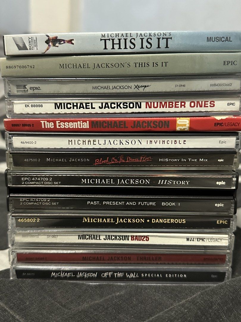 Michael Jackson CDs (Category: CDs & DVDs) located in Angeles City. Submitted by lumiho.ph (Listing ID 1459619541, Image 2). Description: FOR SALE! Michael Jackson CDs. P500 each except HIStory & Essential MJ. History - &50 Essential - 850 OTW, Thriller, Bad 25, BOTDF, Invincible, Number Ones, This Is It -SOLD PM if interested!.