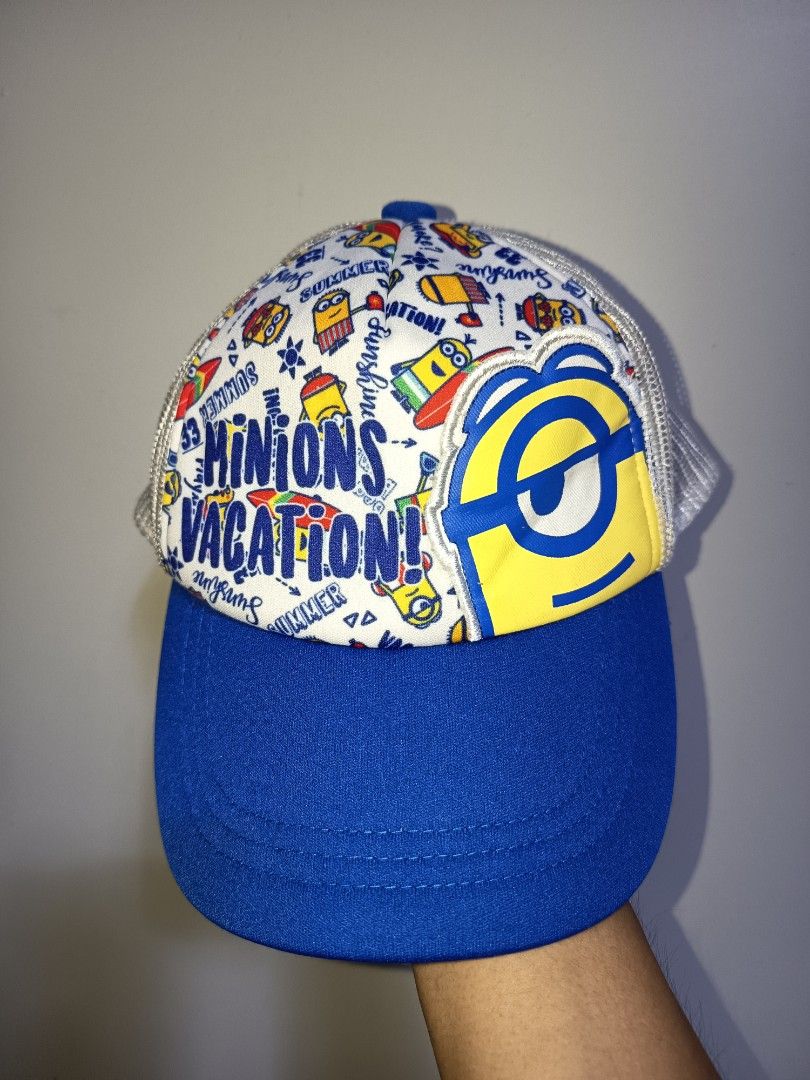 Minions trucker cap (For Boy/Kids) (Category: Caps & Hats) located in Pasay City. Submitted by ODDXX (Listing ID 1461245759, Image 1). Description: Despicable Minion Cap for Boy Size 54cm on Tag Very Good Condition No issue 250php Only!.