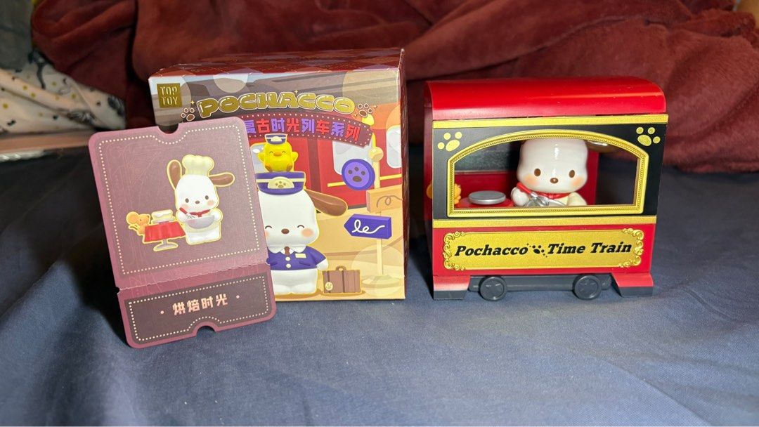 Miniso Pochacco Train Blind Box (Category: Designer & Blind Box Toys) located in San Fernando. Submitted by lumis_ (Listing ID 1461130987, Image 2). Description: Missing cake figure, other than that complete inclus Good condi Loc; Pampanga Mod: j&t / lbc.