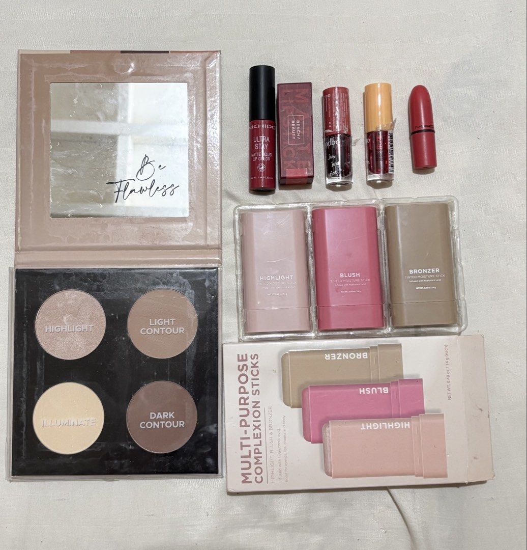 Mixed Makeup Bundle Cosmetics (Category: Makeup) located in Antipolo. Submitted by coralinedoll (Listing ID 1461223180, Image 1). Description: mixed makeup bundle for P500 - multi-purpose sticks ( blush, highlight, contour) - contour palette ( 4 in 1, kind of like the judy doll palette) - nichido, mac, bench beauty, bodbod lip tints / lippies - products have been owned for a year now 💸 MOP: GCash / BDO 📦 MOD: J&T / Lalamove / Grab 📍 Antipolo -