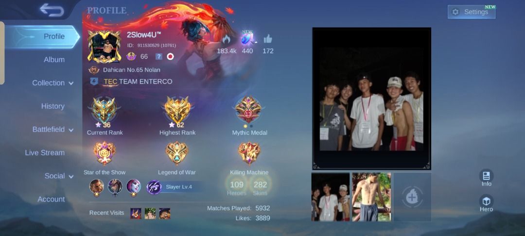 MLBB ACCOUNT FOR SALE (Category: Game Gift Cards & Accounts) located in Caloocan City. Submitted by jeiloufrance0809 (Listing ID 1461300303, Image 2). Description: Negotiable .