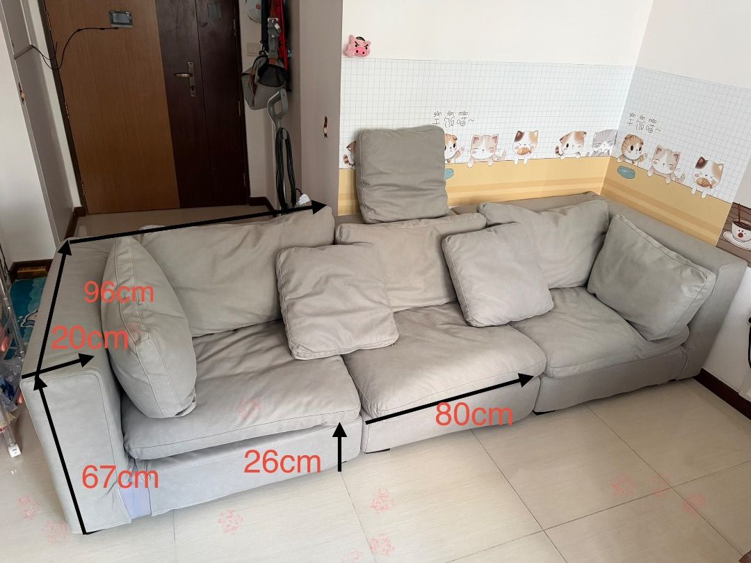 Modular Sofa (Category: Sofas) located in Singapore. Submitted by laughfish (Listing ID 1461218778, Image 1). Description: Its modular, you can arrange it to suit your needs. comes with feather filled cushions as shown. it also comes with one set of spare covers. Self-collect at Jurong East. mainly just want to get rid of it 🤣 ..