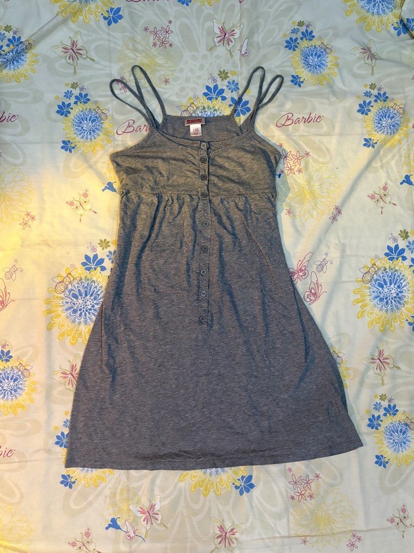 Mossimo Grey Button-Front Spaghetti Strap Dress XS (Category: Dresses) located in Legazpi City. Submitted by satowa00 (Listing ID 1461273206, Image 1). Description: Mossimo grey spaghetti strap dress, size XS. Features button-front and gathered empire waist. Soft, stretchy fabric. Perfect for casual wear or layering..