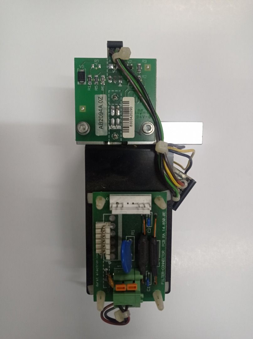 Motor Module with Opto-Limit & Filter PCB AB2094A.0Z - Durst Theta (Category: Soundbars, Speakers & Amplifiers) located in Caloocan City. Submitted by agolito (Listing ID 1461243497, Image 1). Description: Original Durst Electronics motor/control module removed from a Durst Theta machine. Included components and markings: • Durst AB2094A.0Z opto-limit switch PCB • Filter-connector PCB RA 14.850.0E • Motor or actuator housing • Mounting bracket • 