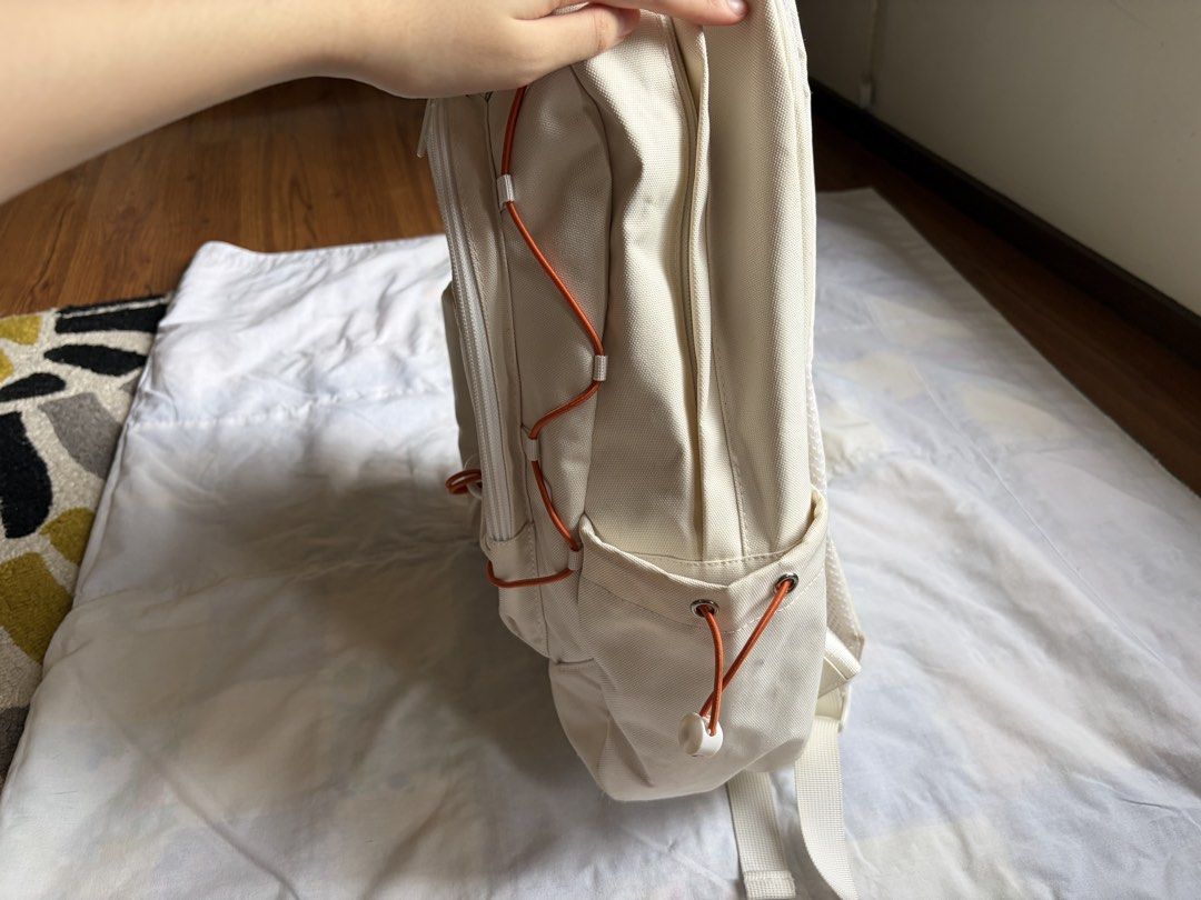 MRACE white backpack (Category: Backpacks) located in Taytay. Submitted by ashleeri (Listing ID 1461132613, Image 3). Description: -mrace brand -bought from orange app in 2022 (not sold anymore) -6 compartment bag -2 zipper for main compartment -phone compartment on back side -adjustable strap -fits 13inch laptop -not using anymore, want to get another backpack lowest price is already the price posted, NO lowballers can’t do meetups, have a busy 