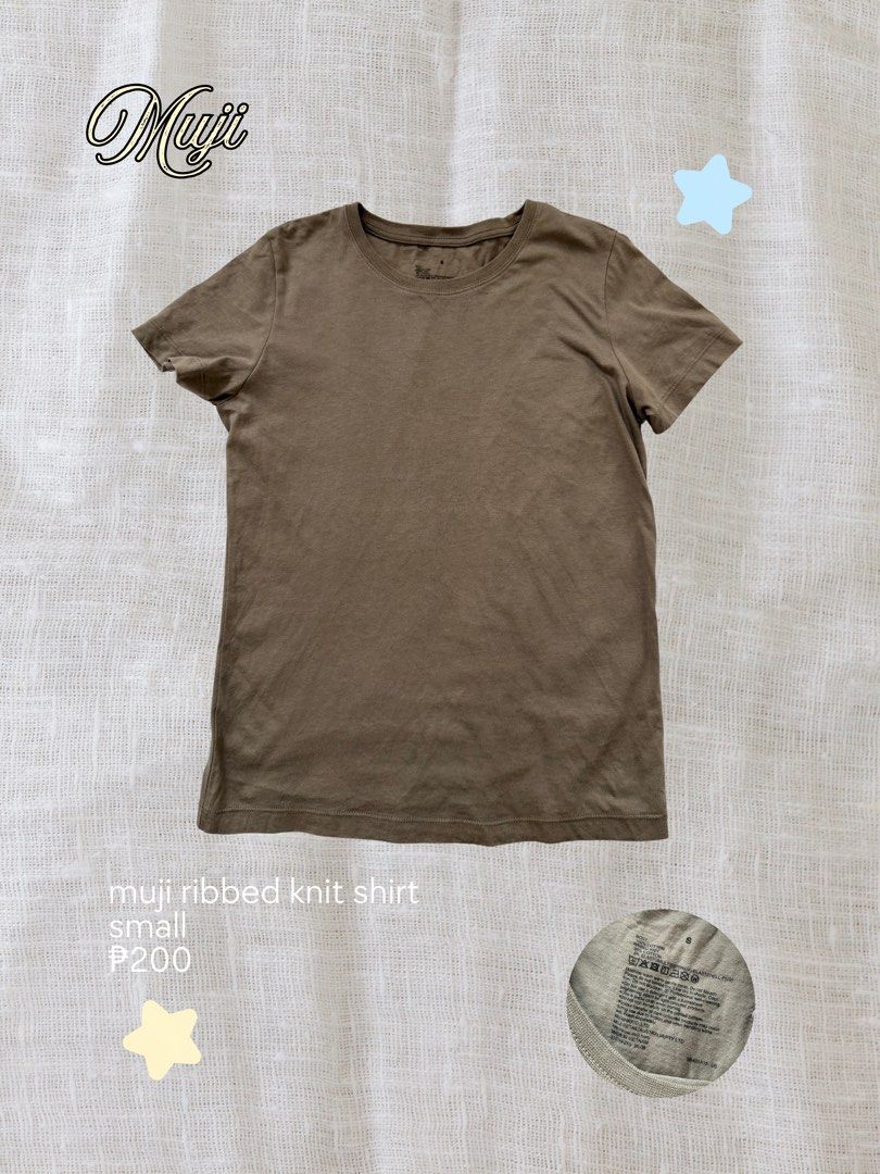 MUJI Ribbed Knit Shirt (Category: Shirts) located in Bacoor. Submitted by sweetsrirachaaa (Listing ID 1461128027, Image 1). Description: - Brand: MUJI - Type: Ribbed knit shirt - Color: Brown - Size: Small - Features: Comfortable, versatile, great basic piece.