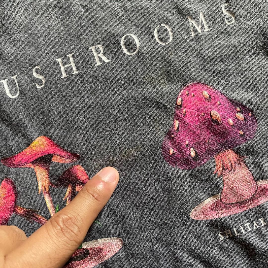 MUSHROOM SHIRT FREE SHIPPING (Category: Tshirts & Polo Shirts ) located in Mabalacat. Submitted by gotthemgems (Listing ID 1461319036, Image 3). Description: Mushroom 17.5W 25L - ₱300 shipped - Small to Medium fits ✅ Manage your expectations, color may vary due to lighting ✅ No Major Flaws, unless stated ✅ Visible flaws are captured, check all pics ✅ FREE SHIPPING LOCALLY VIA JNT ✅ No rush shipping (1-2 days before shipment) ✅ All will be washed 