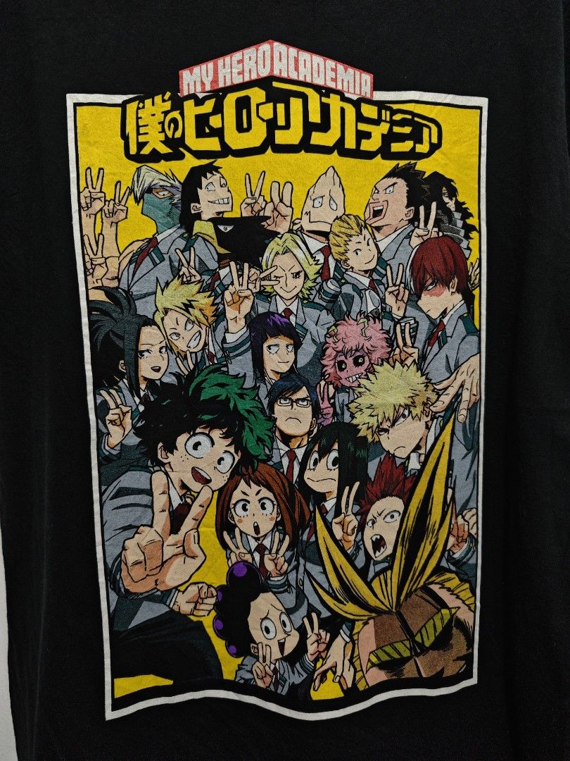 My Hero Academia Funimation Black T (Category: Tshirts & Polo Shirts ) located in Bulacan. Submitted by pzj_thrift (Listing ID 1461167672, Image 2). Description: L 28 W 21 Condition 9/10 Color rate 9/10 No issue .