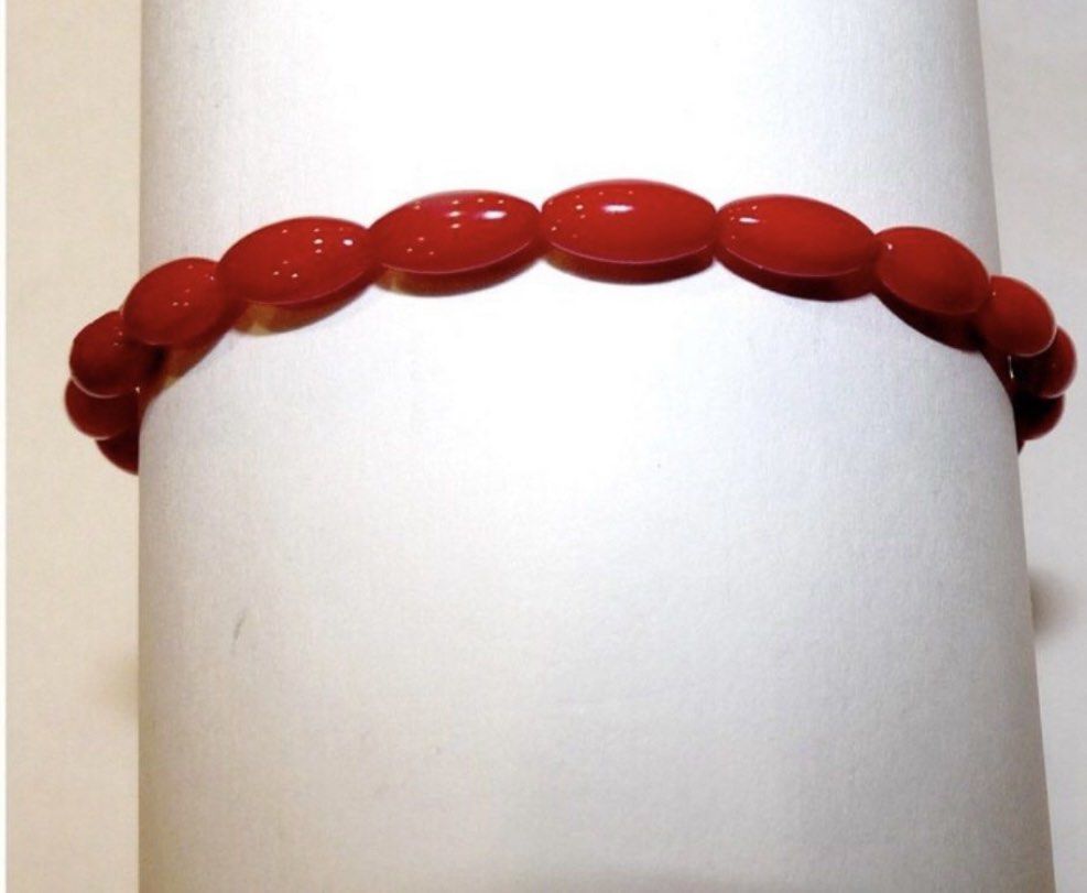 Natural Red Corales Bracelet (Category: Bracelets) located in Kalibo. Submitted by sunnysidegold (Listing ID 1461219641, Image 3). Description: Natural red coral bracelet elongated ,rice grain beads 16-18cm.